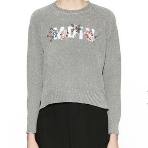 Musium Div. Embroidered Grey Floral Soft Women’s Sweater sz 2 EUC